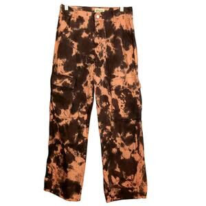 Etica Dixon Wide Leg Cargo‎ Jeans Diamond Dye sz 27 Artsy Festival NWOT